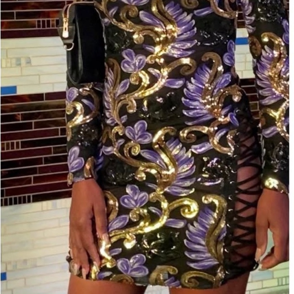 Black and Gold Women's Dress - Picture 6 of 9